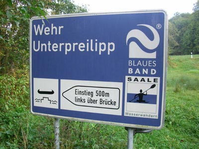 Schild am Wehr Unterpreilipp
