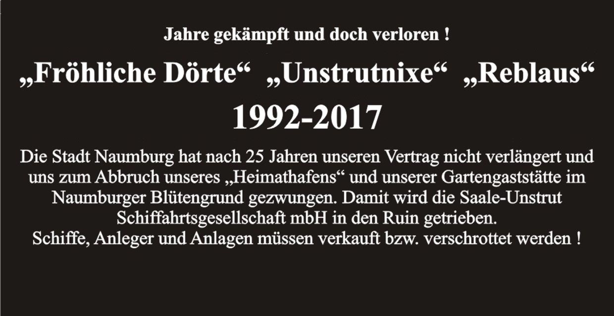 Ende der Fahrgastschifffahrt auf der Unstrut Ende der Fahrgastschifffahrt auf der Unstrut